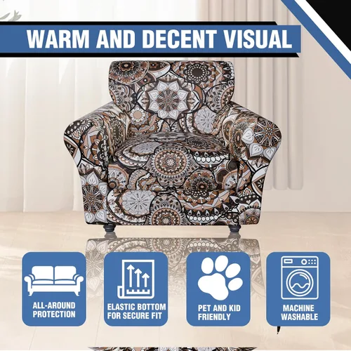 Miniatura 3 de Fundas elásticas para silla, fundas elásticas para sillón de 2 piezas, fundas de sofá lavables con diseño floral para sillón, protector de muebles
