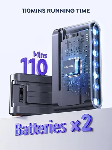 Miniatura 2 de Aspiradora inalámbrica, 2 baterías, aspiradoras de 110 minutos de tiempo de funcionamiento para el hogar, aspiradora de palo de 45 KPA 550 W