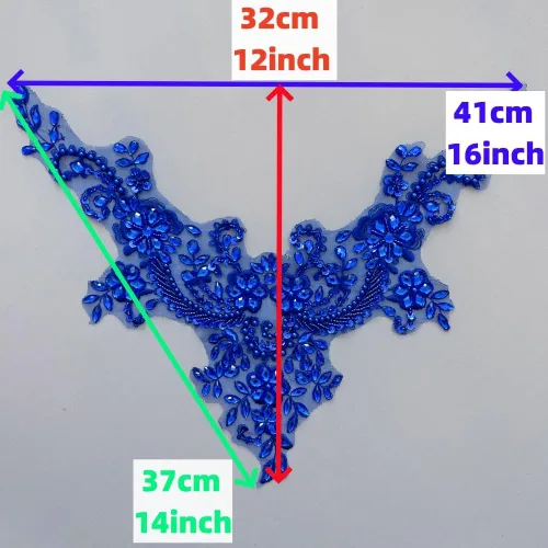 Miniatura 5 de Parches de encaje con flores y cuentas de perlas, apliques de strass para coser en ropa, cuello (AB)