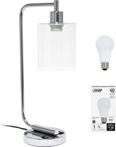 Miniatura 18 de Simple Designs LD1036-CHR Bronson Lámpara de Mesa de Linterna de Hierro Industrial Estilo Antiguo para Escritorio y Mesita de Noche con Pantalla