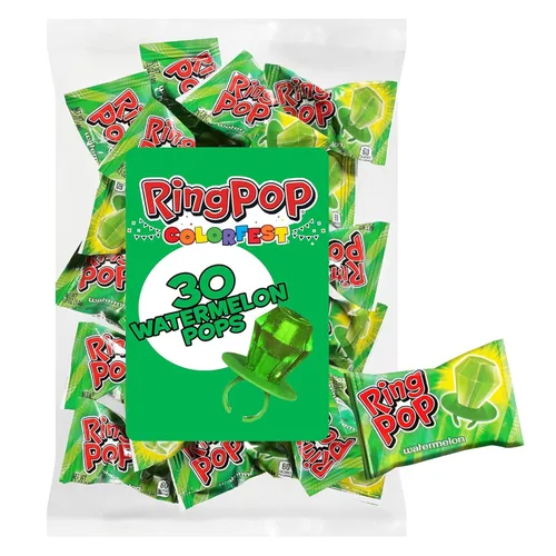 Miniatura 8 de Ring Pop - Dulces de Navidad rojos en forma de piruleta, 30 unidades envasadas individualmente con sabor a cereza roja, tamaño completo, divertidos