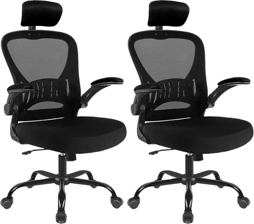 Miniatura 13 de Silla de oficina ergonómica de escritorio, cómoda altura ajustable con ruedas, soporte lumbar de malla giratoria para computadora, silla de oficina