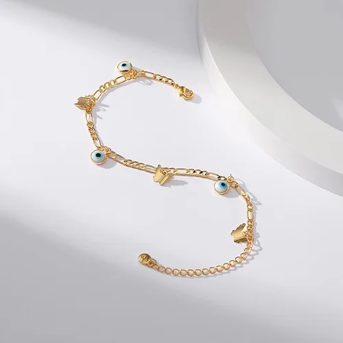 Miniatura 58 de Delicadas pulseras de oro para mujer, chapado en oro 18, ajustable, mal de ojo, mariposa, cuentas, perla, corazón, turquesa, hecha a mano para mujer