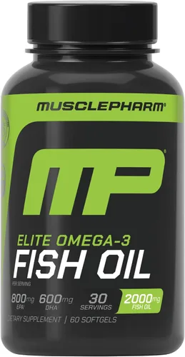 MusclePharm Essentials - Aceite de pescado Elite Omega 3, apoya las articulaciones, el rendimiento muscular y la recuperación, salud cerebral,