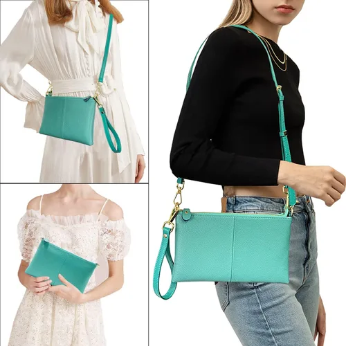 Miniatura 7 de Beurlike Cartera de cuero para mujer, bolso cruzado pequeño para teléfono