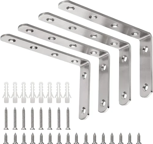 Miniatura 9 de YUMORE Soporte de Esquina en L, 6 Piezas, Junta de 65x65mm, Soportes de Ángulo Recto de 90 Grados, Acero Inoxidable Resistente para Estantes