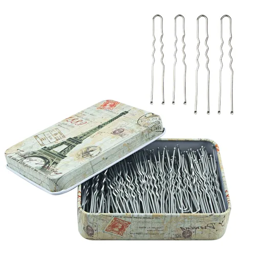 Miniatura 8 de 200 horquillas en forma de U negras con bonita funda, horquillas para moños, horquillas de primera calidad para niños, niñas y mujeres, ideales