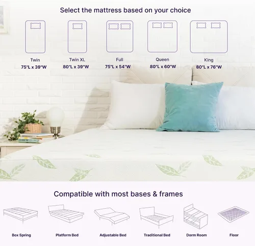 Miniatura 9 de NapQueen Individual, colchón de espuma viscoelástica de 6 pulgadas con té verde Anula, cama en caja, certificado CertiPUR-US