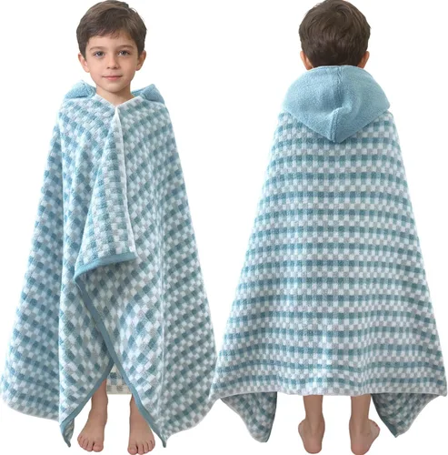 Miniatura 48 de VOOVA & MOVAS Poncho de Toalla de Baño Gruesa con Capucha para Niños (4-8 Años) - Bata de Toalla de Natación de Algodón Turco Suave y Absorbente