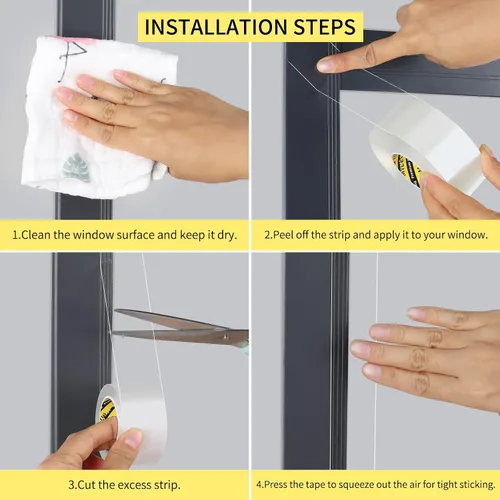 Miniatura 6 de Cinta de sellado de ventana para invierno transparente, 1-3/8 pulgadas x 9.84 pies, cinta aislante de sellado para ventanas y puertas, sellador