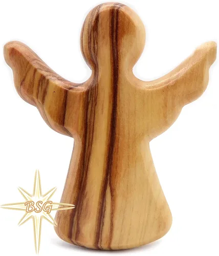 Miniatura 6 de Dacaret Factory Ángel de la guarda de madera de olivo, cabe en la mano y el bolsillo Reduce el estrés y la ansiedad Ángel de palma Figuras