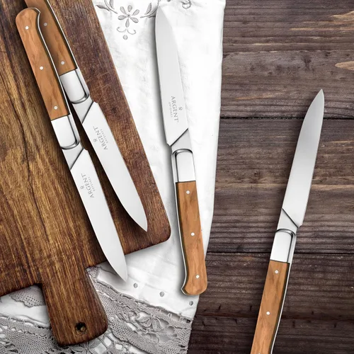 Miniatura 7 de Hampton Forge Sfs51L04Wb Lynden - Juego de 4 cuchillos para carne de madera de olivo