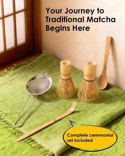 Miniatura 7 de Juego de batidor de bambú Matcha con 2 paquetes de batidor de bambú natural 100% Matcha, colador, cuchara para té y cuchara de té, Chasen