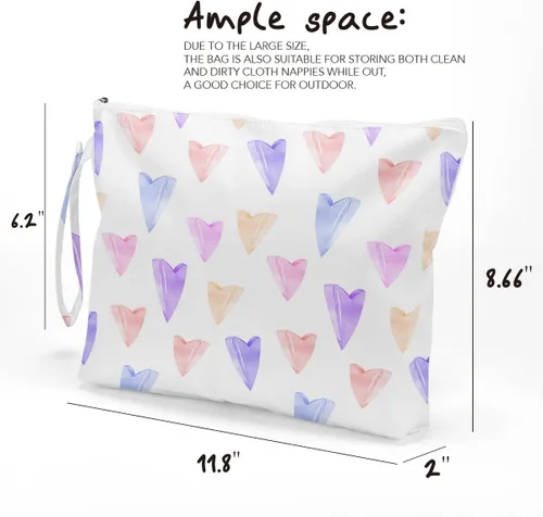 Miniatura 7 de Fokongna Bolsa húmeda de corazón de amor, bolsa de maquillaje de viaje, impermeable, gran capacidad para mujeres, niñas, mamá, hermana, amigos