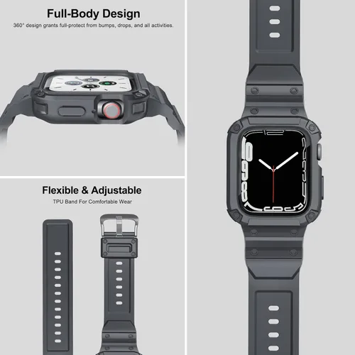 Miniatura 2 de [2 Pack] Correa con Funda Compatible para Apple Watch 45mm 44mm 42mm iWatch Series 8 7 SE 6 5 4 3 2 1 Correa, Correa Deportiva para Hombre Mujer