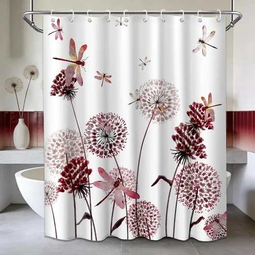 Miniatura 105 de Cortina de ducha floral para primavera y verano, flores silvestres, flores y mariposas, decoración de baño, tela impermeable con ganchos, 70