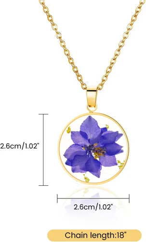 Miniatura 99 de Pressed Flower Necklace Gift for Women Personalized Handmade Necklaces Birth Flower Necklace