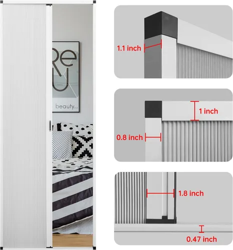 Miniatura 3 de MaKefeile Puerta celular plegable de acordeón sin perforaciones para puertas celulares, puertas correderas para dormitorios, pasillos, divisores