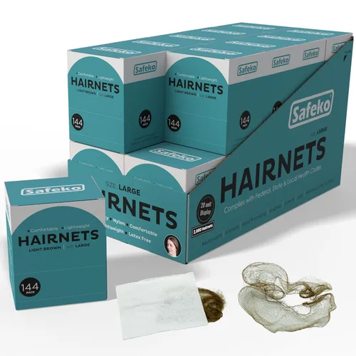 Miniatura 11 de Redes para el cabello, 144 unidades, envueltas individualmente, mallas de nailon ligeras, sin látex, color negro, grande (24 pulgadas)