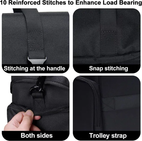 Miniatura 6 de CADeN Bolsa de hombro para cámara con soporte para trípode compatible con Nikon, Canon, Sony, cámaras DSLR SLR sin espejo impermeable (negro, grande)