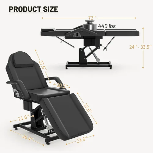 Miniatura 4 de Camas de spa eléctricas, sillas faciales para esteticista, silla de tatuaje, cama con reposabrazos ajustables y spa de altura para belleza