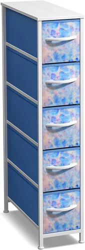 Miniatura 24 de Sorbus Cómoda Estrecha para Niños con 4 Cajones - Cajonera de Almacenamiento Vertical Delgada con Marco de Acero, Superficie de Madera y Tinte pastel