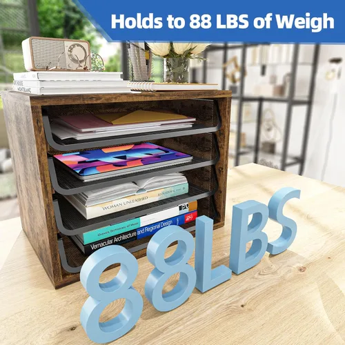Miniatura 7 de Simple Trending Organizadores de Archivos de Escritorio, Bandeja de Cartas de 4 Niveles Organizador de Papel con Portaarchivos, Clasificador