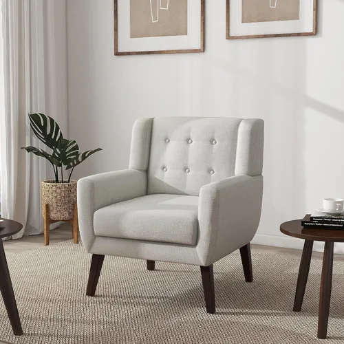 Miniatura 40 de Silla decorativa de piel sintética, moderna silla tapizada para sala de estar, cómodos asientos individuales con botones, asiento de lectura Negro