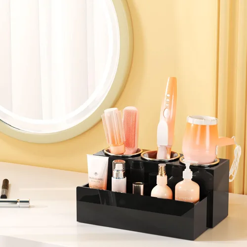 Miniatura 4 de NIUBEE Organizador de herramientas para el cabello, secadora de pelo acrílica y soporte para peinado, organizador de secadora de baño para encimera