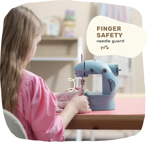 Miniatura 7 de CraftBud Mini máquina de coser para principiantes, máquina de coser portátil de doble velocidad para niños y adultos con mesa de extensión, juego