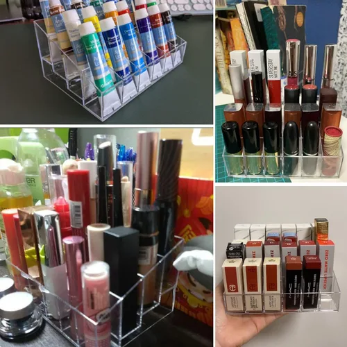 Miniatura 5 de Tecbeauty Soporte para Lápiz Labial, 24 Ranuras Organizador de Lápiz Labial Transparente Acrílico Exhibidor de Almacenamiento de Brillo Labial