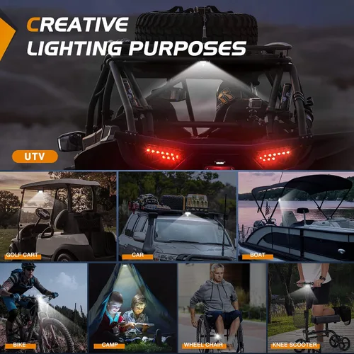 Miniatura 7 de Nilight Luz de cúpula UTV, universal, de 1.5 a 2.0 pulgadas, montaje en barra antivuelco, LED interior, haz combinado de foco e inundación, luces 1