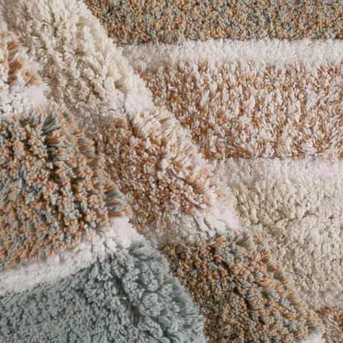 Miniatura 5 de Alfombra de baño de algodón con rayas alpinas de 24 x 60 pulgadas, color beige gris, antideslizante, ultrasuave, de lujo, ideal para baño, cocina