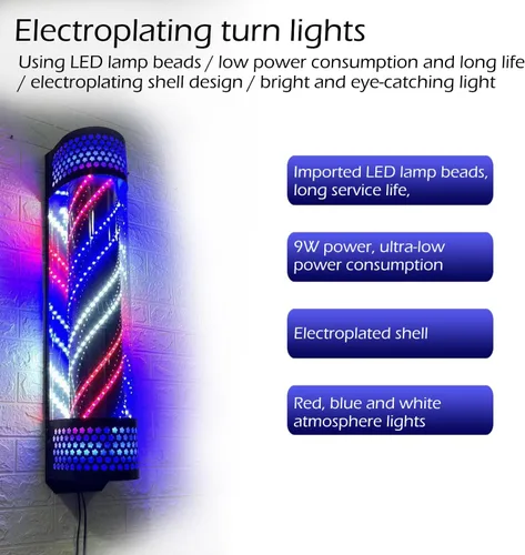 Miniatura 3 de Luz LED giratoria colorida de 35.4 pulgadas, poste de peluquería, postes de peluquería al aire libre, letreros de barbería para barbería, luz