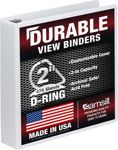 Miniatura 81 de Samsill Carpeta duradera de 1.5 pulgadas, fabricada en los Estados Unidos, carpeta de anillos en D, carpeta transparente personalizable, color rojo