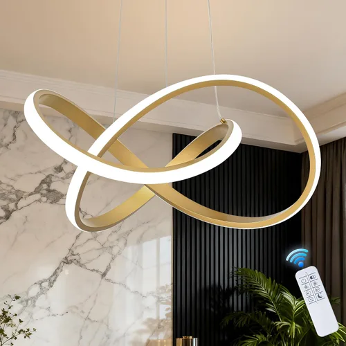 Miniatura 18 de MAYNA Moderno candelabro de anillo para comedor, lámpara colgante LED regulable con control remoto, lámpara irregular para isla de cocina sobre Negro