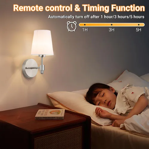 Miniatura 6 de Juego de 2 apliques de pared a pilas, luz de pared inalámbrica con bombilla magnética recargable RGB de 10000 mAh, aplique de pared recargable