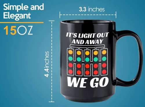Miniatura 5 de Taza de café Racer de 15 onzas, color negro, con texto en inglés «It's Light Out», «Fuel Speed Racer» Car Guys Circuit Automotriz Racing Boy Regalos