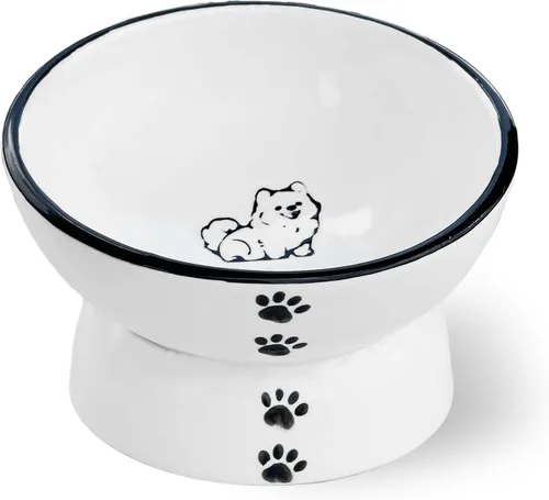 Miniatura 11 de Cuencos elevados para gatos, cuenco de comida para gatos elevado 3D de cerámica de 4.9 pulgadas para fatiga de bigotes, cuenco inclinado para gatito