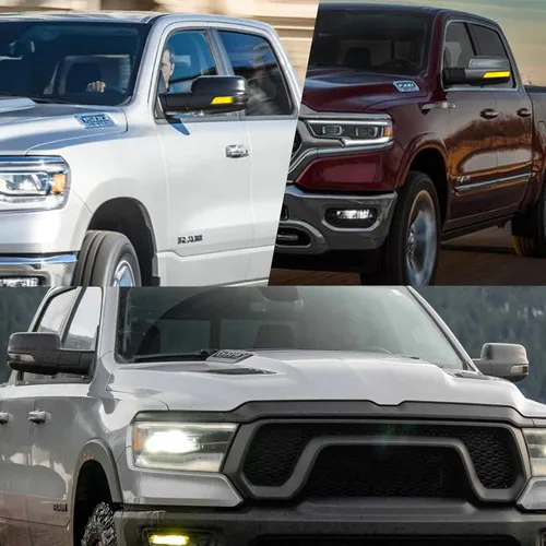Miniatura 5 de Espejo lateral dinámico secuencial LED luces de marcador compatibles con Dodge Ram 1500 camioneta Big Horn Rebel Laramie Longhorn Limited TRX