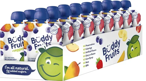 Miniatura 20 de Buddy Fruits Snacks To Go Puré de manzana sin azúcar de mango sin azúcar, bolsa de 3.2 onzas (18 unidades) sin gluten, frutos secos, conservantes