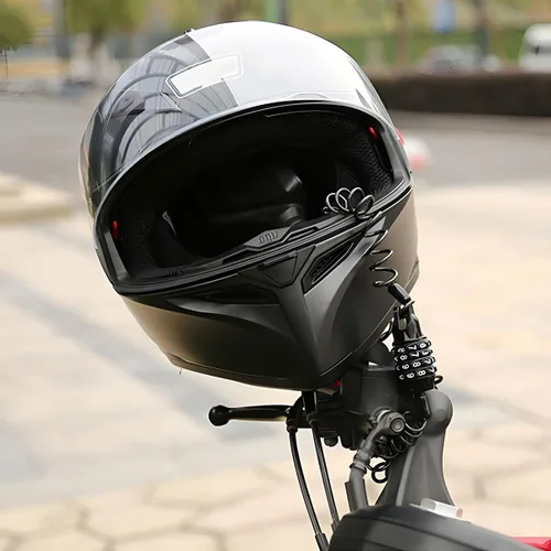 Miniatura 5 de HZEL Cerradura para casco de motocicleta, cerradura retráctil de cable de bicicleta pequeña con código de combinación de 4 dígitos, accesorios