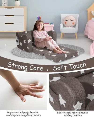 Miniatura 5 de KokoSelene Sofá para Niños Pequeños, Sofá para Niños Pequeños Plegable, Sofá Convertible 2 en 1 para Niños a Cama Tumbona para Niñas y Niños, Ideal