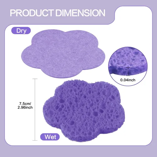 Miniatura 3 de 50 esponjas faciales, naturales, con forma de flor moderna, morado, reutilizable, exfoliante, limpieza, regalo de maquillaje 50 unidades - morado