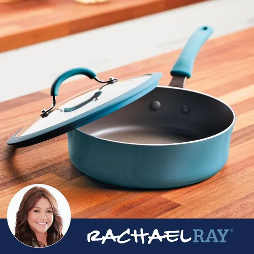 Miniatura 6 de Rachael Ray Cook + Create Sartén Sauté Antiadherente con Tapa, 3 Cuartos, Azul Agave