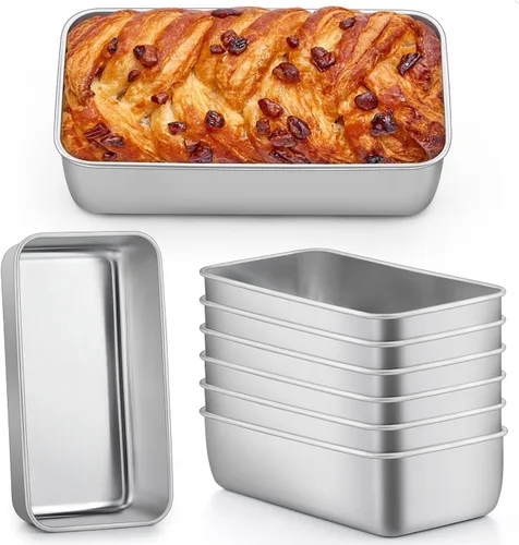 Miniatura 13 de P&P CHEF Juego de moldes para pan, moldes para pan de 9 x 5 pulgadas, moldes de acero inoxidable para pan y pastel de lasaña, saludable y no tóxico