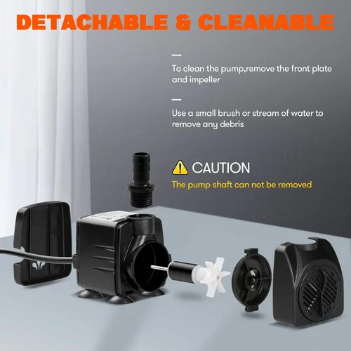 Miniatura 6 de Simple Deluxe Bomba de agua sumergible de 400 GPH con entrada ajustable, bomba de agua de fuente duradera de 30 W para pecera, hidroponía, fuentes