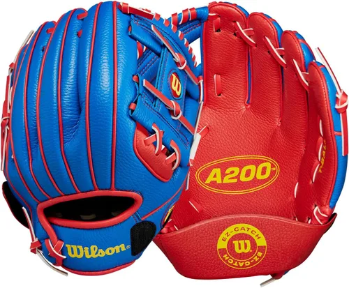 Miniatura 4 de Wilson A200 - Guantes de béisbol para jóvenes Real/Rojo/Amarillo