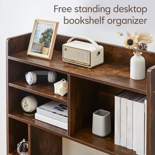 Miniatura 6 de TUKAILAi Organizador de estantería de escritorio, gabinete de almacenamiento de encimera con 7 estantes para escritorio, escritorio de dormitorio