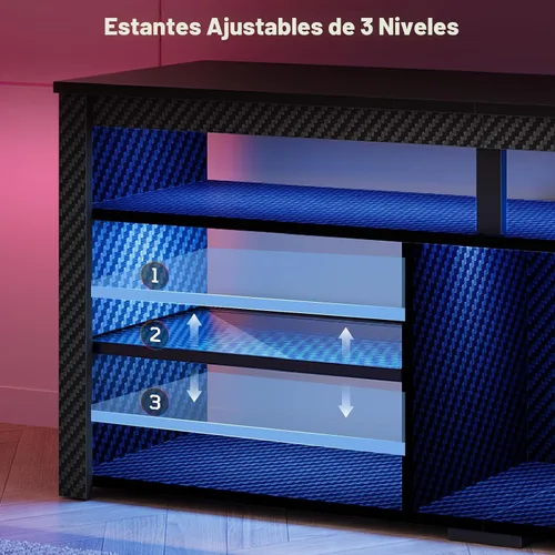Miniatura 4 de Bestier Soporte de TV Alto con LED, Centro de Entretenimiento para TV de 55/60/65 Pulgadas, Consola de TV para Juegos con Almacenamiento para PS4